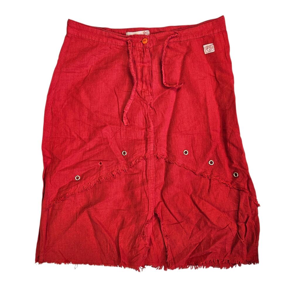 Y2k Euro Subversive Skirt Red Grommet Detail - Size Medium